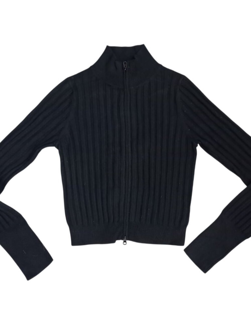 Wild Fable Black Ribbed Zip Up Mock Neck Sweater XXS NWT